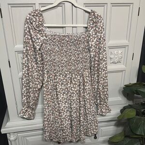 Floral Long Sleeve Smocked Dress by SHEIN Size Small/4